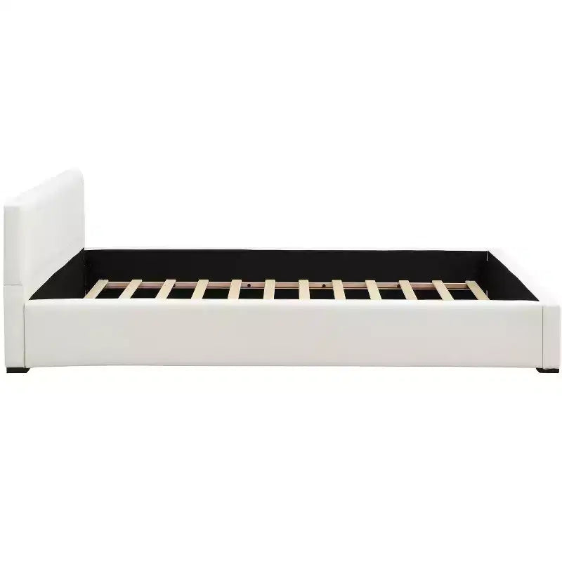 Cadre de lit plateforme rembourré Queen/King Size Élégant et Minimaliste avec Tête de Lit, Beige - ModernLuxe