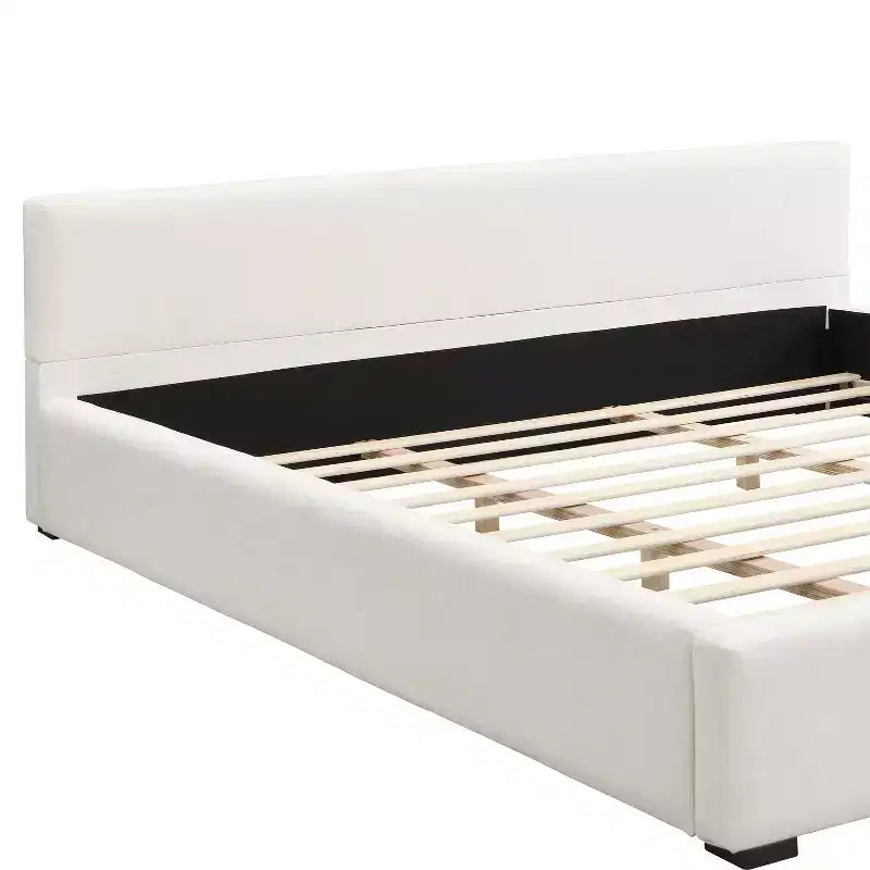 Cadre de lit plateforme rembourré Queen/King Size Élégant et Minimaliste avec Tête de Lit, Beige - ModernLuxe
