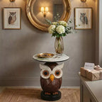 Table d'appoint hibou Zeus et Ruta, table d'appoint statue d'animal pour la décoration du salon