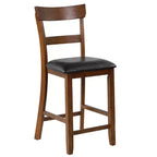 Costway Set of 2 Barstools Counter Height Chairs with Leather Seat&Rubber Wood Legs Brown, Black