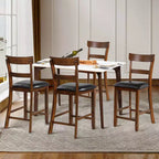 Costway Set of 2 Barstools Counter Height Chairs with Leather Seat&Rubber Wood Legs Brown, Black