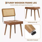 Chaises de salle à manger en rotin naturel (lot de 2), chaises de cuisine rembourrées en lin avec haut dossier en canne pour salle à manger, cuisine, restaurant, beige