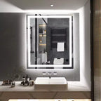 SUMERAIN 30x36 Wall Tempered Glass Bathroom Mirror, ETL Anti-Fog Vanity Mirror 3 Color Temperatures
