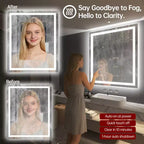 SUMERAIN 30x36 Wall Tempered Glass Bathroom Mirror, ETL Anti-Fog Vanity Mirror 3 Color Temperatures