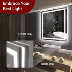 SUMERAIN 30x36 Wall Tempered Glass Bathroom Mirror, ETL Anti-Fog Vanity Mirror 3 Color Temperatures