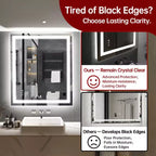 SUMERAIN 30x36 Wall Tempered Glass Bathroom Mirror, ETL Anti-Fog Vanity Mirror 3 Color Temperatures