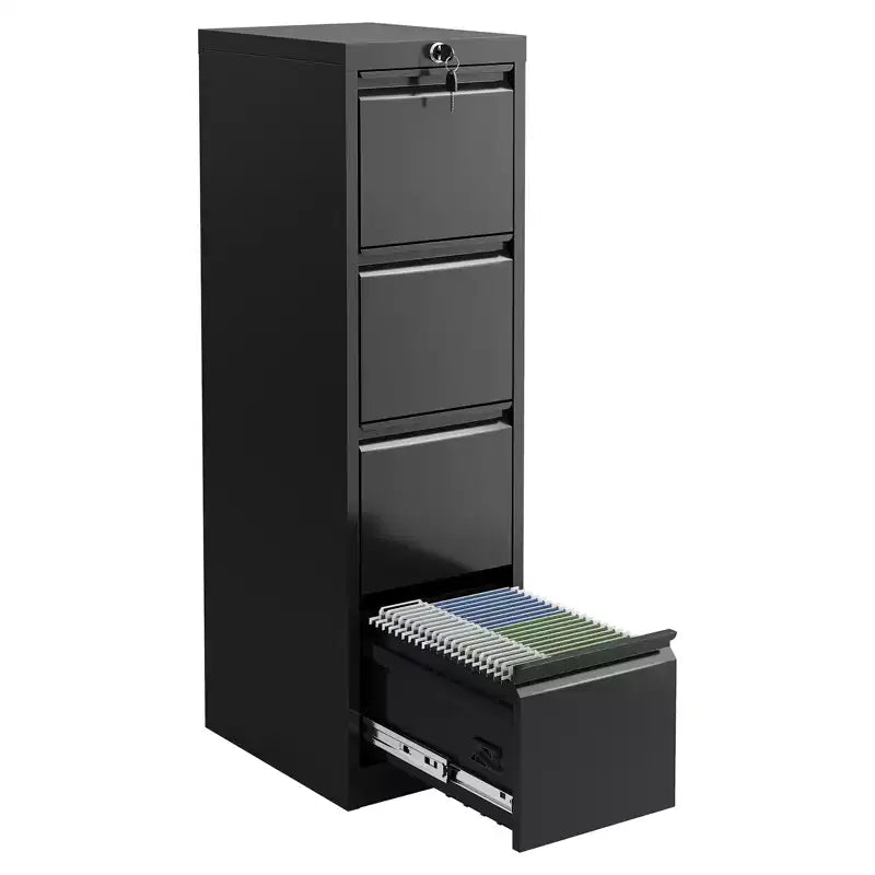 3-Drawer Lockable File Cabinet  Black Metal Storage for Home Office  Holds Letter/Legal/A4/F4 Files