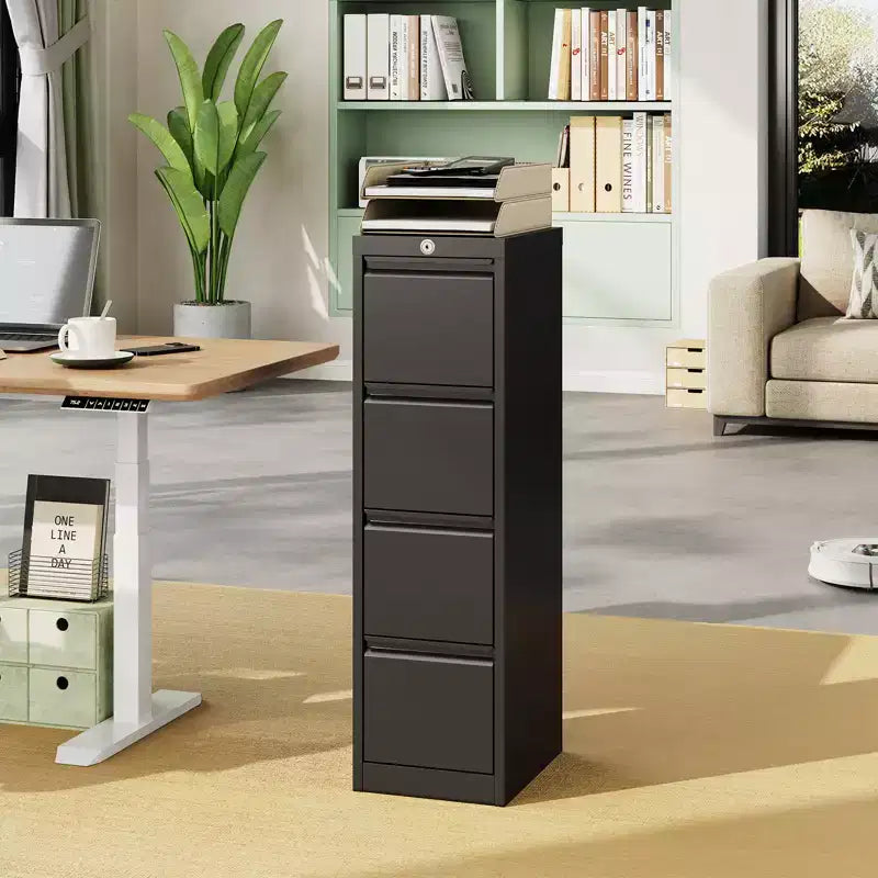 3-Drawer Lockable File Cabinet  Black Metal Storage for Home Office  Holds Letter/Legal/A4/F4 Files