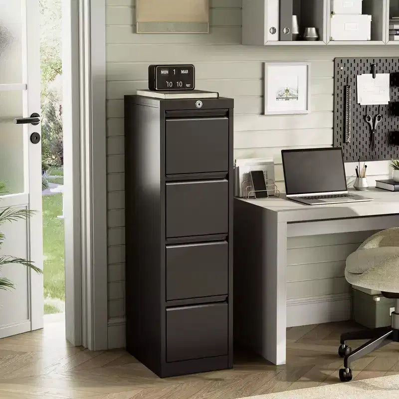 3-Drawer Lockable File Cabinet  Black Metal Storage for Home Office  Holds Letter/Legal/A4/F4 Files