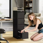 3-Drawer Lockable File Cabinet  Black Metal Storage for Home Office  Holds Letter/Legal/A4/F4 Files