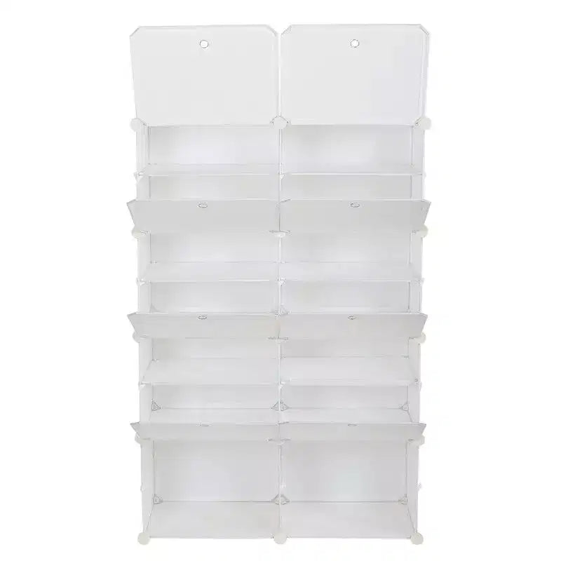 Karl Home 14 Cubby DIY Modular Shoe Cabinet Plastic Shoe Organizer White