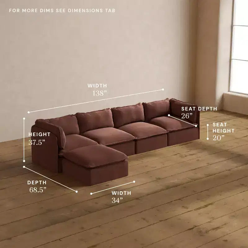 Canapé d'angle modulable et lavable Anabei 4 places | Assise Deluxe+ et coussin Cloud