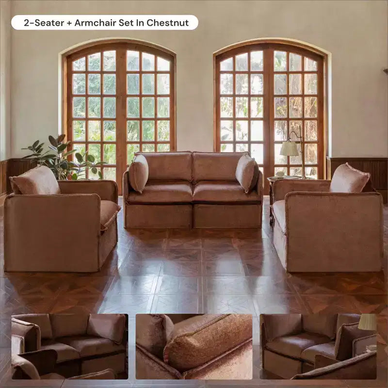 Canapé d'angle modulable et lavable Anabei 4 places | Assise Deluxe+ et coussin Cloud