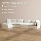 Canapé d'angle modulable et lavable Anabei 4 places | Assise Deluxe+ et coussin Cloud