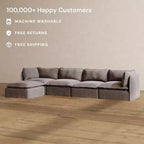Canapé d'angle modulable et lavable Anabei 4 places | Assise Deluxe+ et coussin Cloud