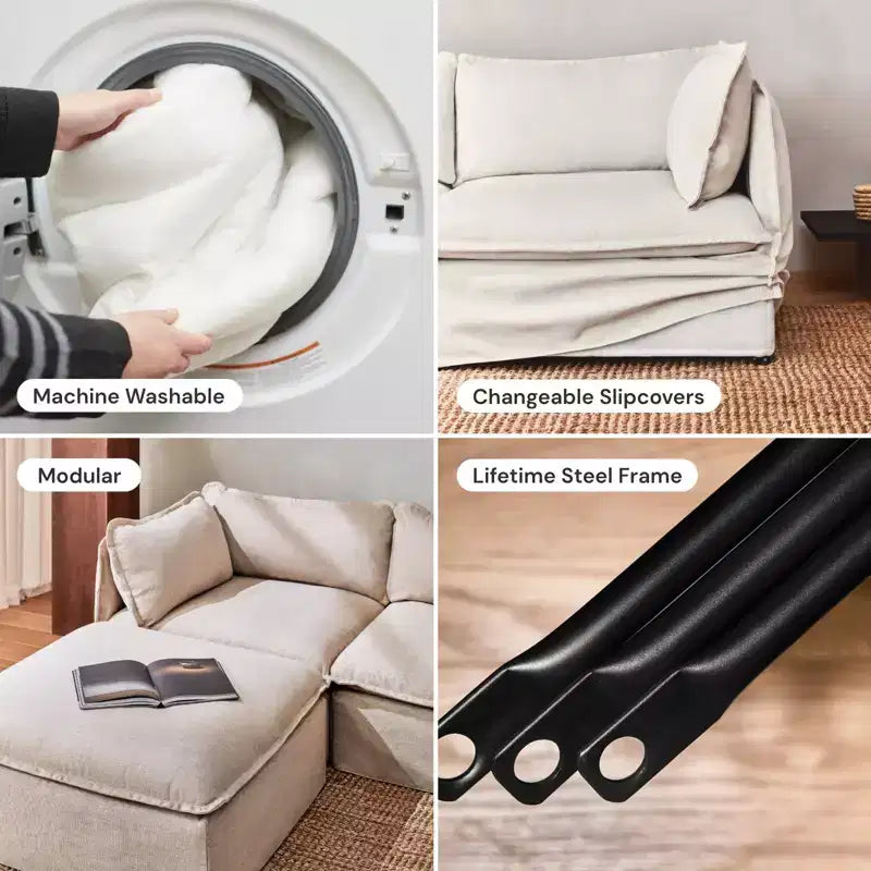 Canapé d'angle modulable et lavable Anabei 4 places | Assise Deluxe+ et coussin Cloud