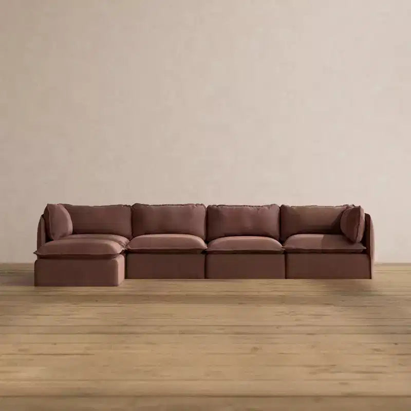 Canapé d'angle modulable et lavable Anabei 4 places | Assise Deluxe+ et coussin Cloud