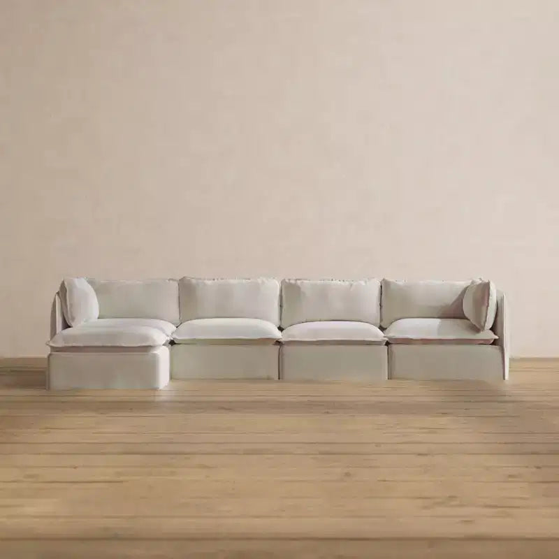 Canapé d'angle modulable et lavable Anabei 4 places | Assise Deluxe+ et coussin Cloud