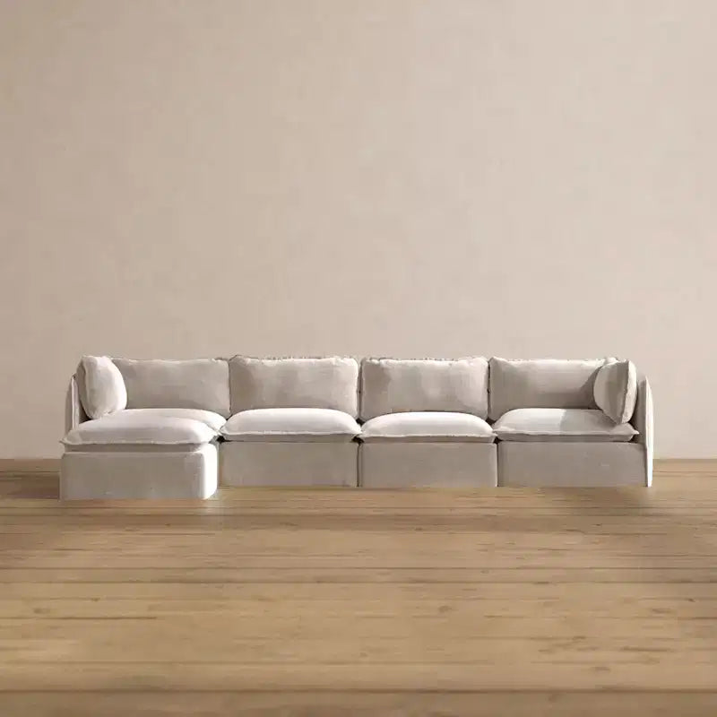 Canapé d'angle modulable et lavable Anabei 4 places | Assise Deluxe+ et coussin Cloud