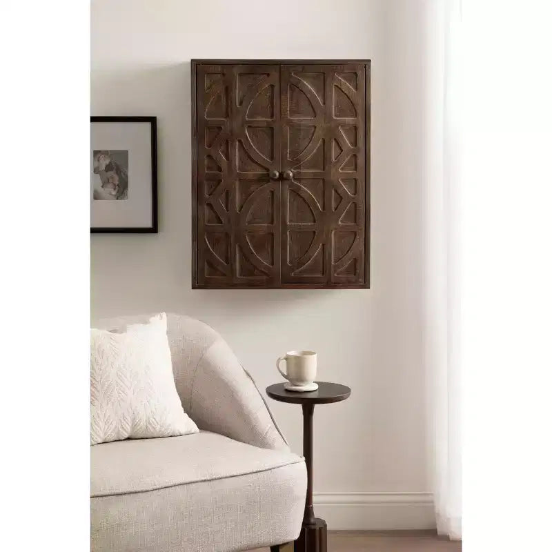 Kate and Laurel Galliene Wood Wall Cabinet, 22x7x28 Natural