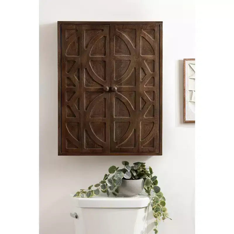 Kate and Laurel Galliene Wood Wall Cabinet, 22x7x28 Natural