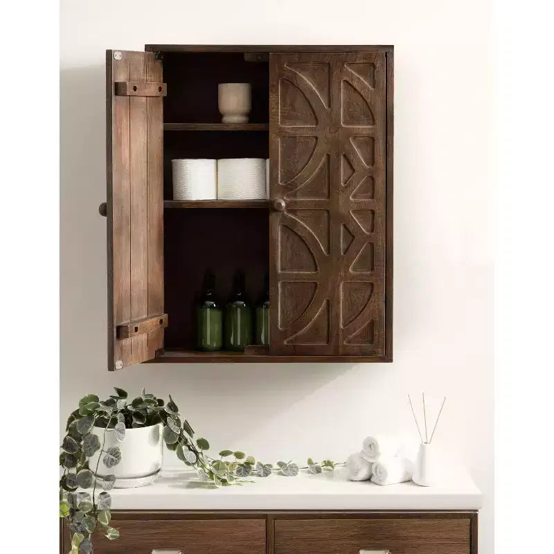 Kate and Laurel Galliene Wood Wall Cabinet, 22x7x28 Natural