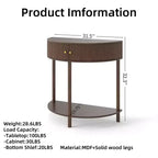 Console en bois demi-lune GDFStudio Kaveh de style moderne avec motif à vagues, 2 tiroirs et une étagère ouverte