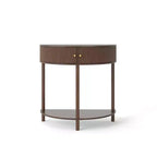 Console en bois demi-lune GDFStudio Kaveh de style moderne avec motif à vagues, 2 tiroirs et une étagère ouverte