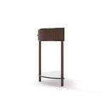 Console en bois demi-lune GDFStudio Kaveh de style moderne avec motif à vagues, 2 tiroirs et une étagère ouverte