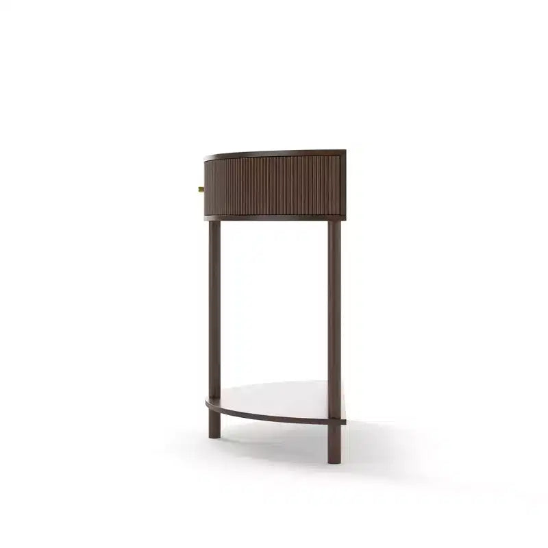 Console en bois demi-lune GDFStudio Kaveh de style moderne avec motif à vagues, 2 tiroirs et une étagère ouverte