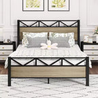 Zevemomo Full Size Heavy Duty Metal Brown Bed Frame with Headboard Footboard, Under Bed Storage, 440LBS Weight Capacity