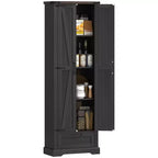 HOMCOM 71 Kitchen Freestanding Pantry Cabinet with Barn Doors, Drawer and Adjustable Shelves for Dining Room, Black