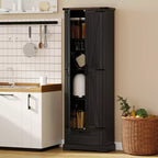 HOMCOM Armoire de Cuisine Autoportante de 180 cm avec Portes Coulissantes, Tiroir et Étagères Ajustables pour Salle à Manger, Noir
