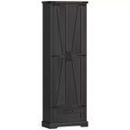HOMCOM Armoire de Cuisine Autoportante de 180 cm avec Portes Coulissantes, Tiroir et Étagères Ajustables pour Salle à Manger, Noir