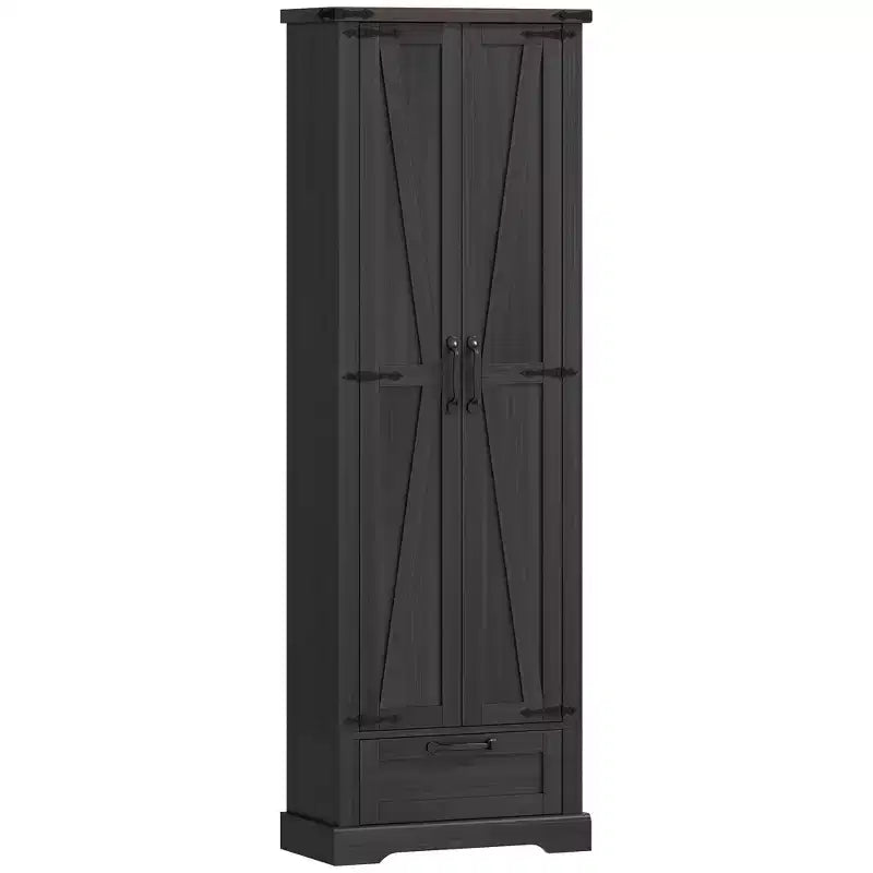 HOMCOM Armoire de Cuisine Autoportante de 180 cm avec Portes Coulissantes, Tiroir et Étagères Ajustables pour Salle à Manger, Noir