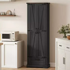 HOMCOM Armoire de Cuisine Autoportante de 180 cm avec Portes Coulissantes, Tiroir et Étagères Ajustables pour Salle à Manger, Noir