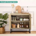 Lot de 2 armoires de rangement avec portes en rotin, buffet en rotin, console pour salon/entrée/cuisine/salle à manger