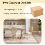 Ora Maison French Country Rattan Dining Chairs Set of 2, Upholstered Carved Round Back Chairs, Beige