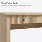 Bureau de direction moderne cannelé 54" - Table d'ordinateur en bois avec tiroirs de classement, armoire de rangement et station de charge - Pour bureau à domicile ou petits espaces