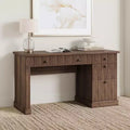 Modern Fluted Executive Desk 54  Wooden Writing Computer Table with File Drawers, Storage Cabinet & Charging Station  Home Office or Small Spaces