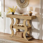 Lantine 41 Console Table for Entryway, 3-Tier Narrow Wood Sofa Table with Storage Shelves and Curved Frame for Living Room, Hallway, Foyer