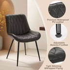 Set of 2 Modern Dining Chairs, Upholstered PU Leather Chairs with Thick Cushion & Sturdy Metal Legs, Armless Side Chairs for Kitchen & Dining Room