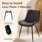 Set of 2 Modern Dining Chairs, Upholstered PU Leather Chairs with Thick Cushion & Sturdy Metal Legs, Armless Side Chairs for Kitchen & Dining Room