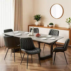 Set of 2 Modern Dining Chairs, Upholstered PU Leather Chairs with Thick Cushion & Sturdy Metal Legs, Armless Side Chairs for Kitchen & Dining Room