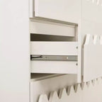 Commode moderne Whisen 60 à 6 tiroirs avec façade ondulée, grande commode de rangement anti-basculement pour chambre à coucher