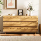 Commode moderne Whisen 60 à 6 tiroirs avec façade ondulée, grande commode de rangement anti-basculement pour chambre à coucher