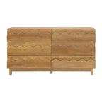 Commode moderne Whisen 60 à 6 tiroirs avec façade ondulée, grande commode de rangement anti-basculement pour chambre à coucher