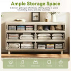 Commode moderne Whisen 60 à 6 tiroirs avec façade ondulée, grande commode de rangement anti-basculement pour chambre à coucher