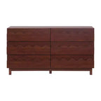 Commode moderne Whisen 60 à 6 tiroirs avec façade ondulée, grande commode de rangement anti-basculement pour chambre à coucher