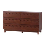 Commode moderne Whisen 60 à 6 tiroirs avec façade ondulée, grande commode de rangement anti-basculement pour chambre à coucher